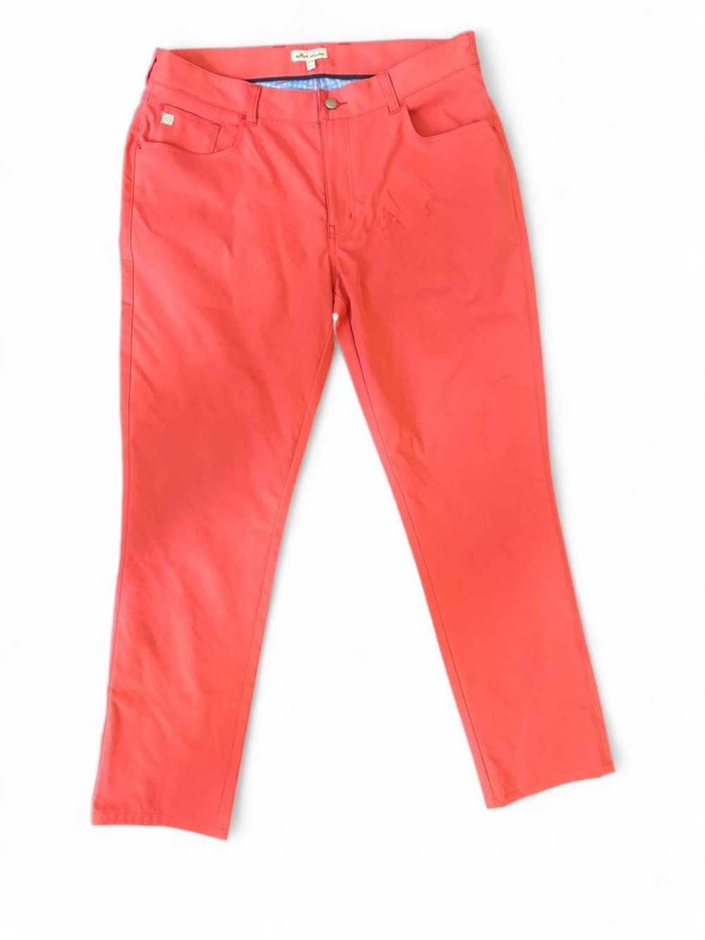 Peter Millar Men’s Coral Red Chino Pants | Slim Straight Casual Summer Trousers
